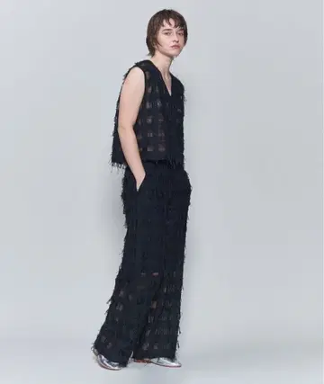 <6(ROKU)> 블록 메쉬 프린지 팬츠 사이즈 34(XS)