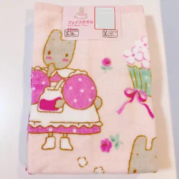 산리오 아베일 마론 크림 로즈 장미 핑크 레트로 페이스 타월