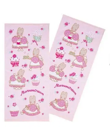 산리오 아베일 마론 크림 로즈 장미 핑크 레트로 페이스 타월