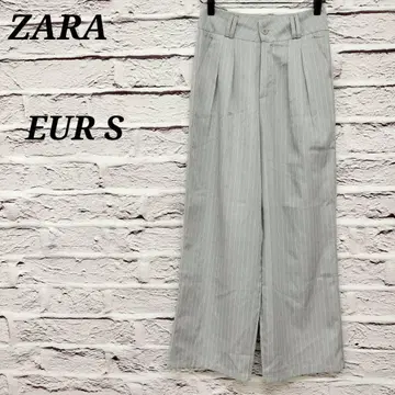 자라 [ EUR S ] 와이드 턱 팬츠 스트라이프 그레이
