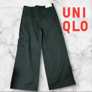 UNIQLO 유니클로 코튼 배기 팬츠 블랙 여성용 와이드 팬츠