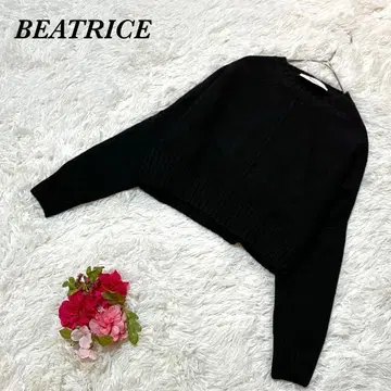 베아트리스 니트 스웨터 S 블랙 긴팔 크루넥 리브 편직