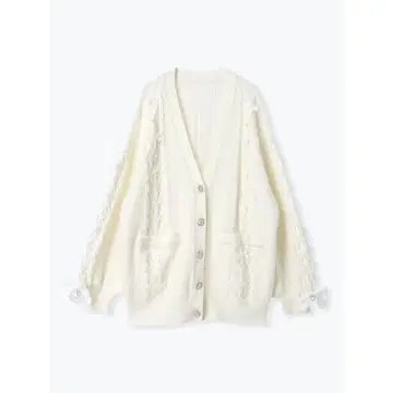 NOEMIE 화이트 케이블 니트 가디건