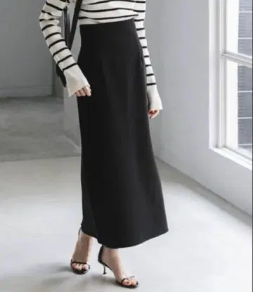 noble 저지 라이크 컬러 타이트 스커트 블랙 34