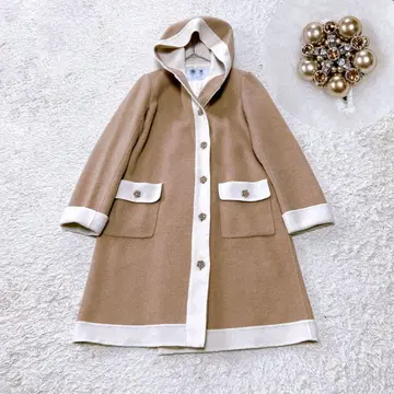 새상품급 오스틴 리드 울 리버 후데트 롱 코트 비쥬 버튼 M