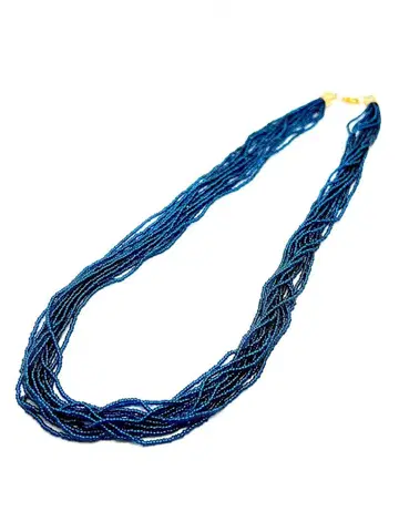 [ 이탈리아제 ] 파랑 블루 베네치안 유리 12연 목걸이 52cm 다연