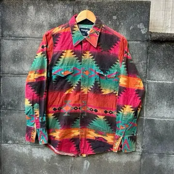 80s 90s 랭글러 네이티브 무늬 웨스턴 셔츠 올 패턴