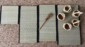 미니어처 다다미 빗자루 바스켓 레트로