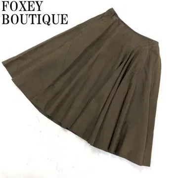 LA4362 폭시 부티크 인조 가죽 플레어 스커트 브라운 38