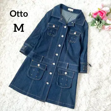 새상품급 Otto 데님 코트 무릎 기장 셔츠 원피스 M 스트레치 5481
