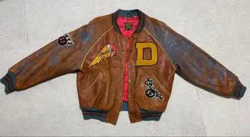 DOG FIGHT 인디언 모터사이클 가죽 바시티 자켓