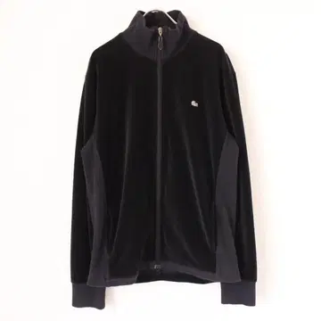 LACOSTE 벨로아 트랙 자켓 L 사이즈 블랙 실버 악어 자수