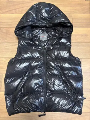 DUVETICA 후드 부착 다운 베스트 50 블랙