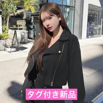 택 포함 새상품 Cheri mi 셰리미 트위드 라이더 자켓 블랙