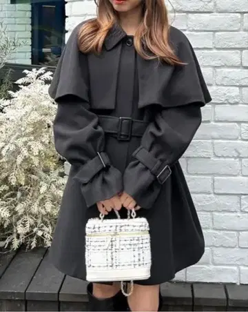 INGNI 케이프 포함 미디 기장 스텐카라 코트