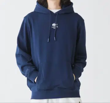 라코스테 후드티 M 파일 안감 백 프린트 맨투맨 다크 네이비