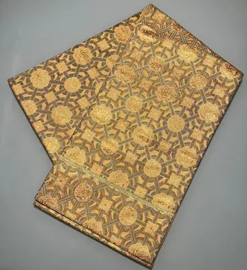 극상 류무라 신 긴세이 전통 무늬 후쿠로 오비 금실 스카이블루 일품