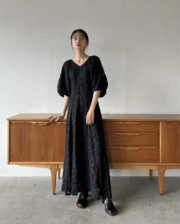 CLANE VINTAGE LACE PUFF ONE PIECE 블랙