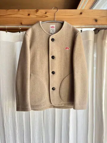 단톤 울 모사 노카라 코트 자켓 36 베이지