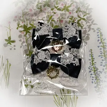 [택 포함] 프린세스 드롭 흔들흔들 리본 빗 네이비 x 화이트