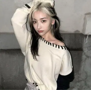 meltthelady contrast stitch knit ( wh )