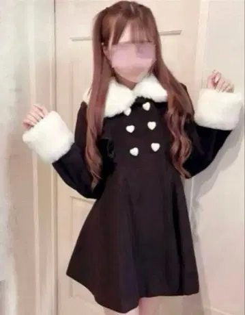 모에냐 하트 버튼 브릴 코트 블랙 시마무라 LL 사이즈