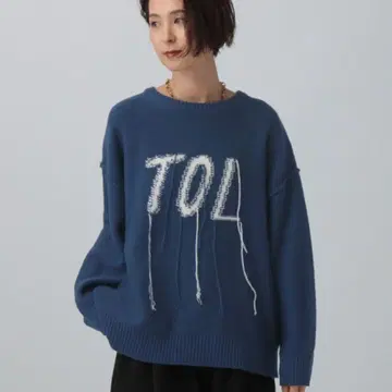 LEPSIM 5 게이지 인터샤 로고 풀오버 니트 스웨터 새상품급