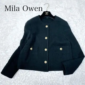 [ 새상품급 ] 미라 오웬 트위드 자켓 오버 실루엣 블랙 골드 버튼