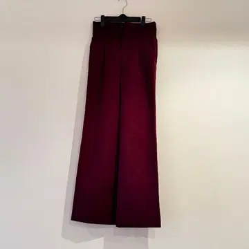 버건디 와이드 팬츠 더블 허리