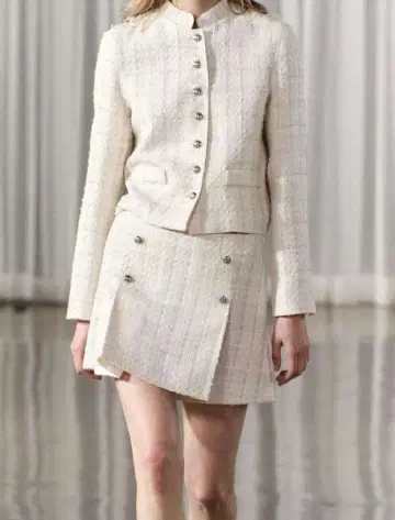 ZARA 트위드 셋업 스커트 자켓 화이트