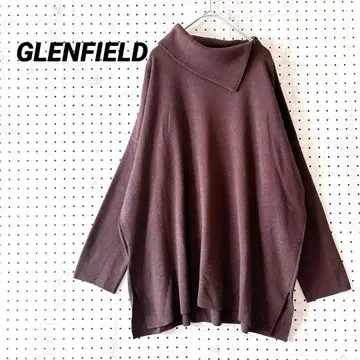 글렌필드 울 혼방 하이넥 니트 풀오버 A라인 브라운