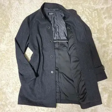 리갈 스탠드 카라 코트 헤링본 무늬 울 혼방 그레이 LL