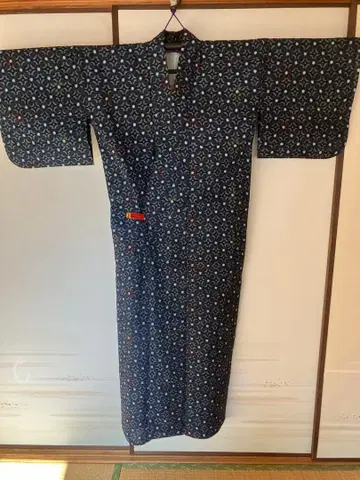 쿠루메 카스리 단의 기모노 목화 손바느질 미사용 새상품