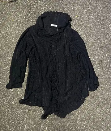 y2k 페어리 그런지 다크코어 프릴 블랙 긴팔 가디건