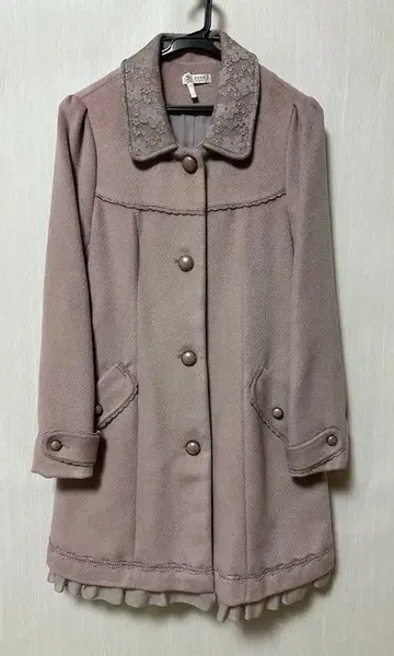 핑크 베이지 퍼 코트