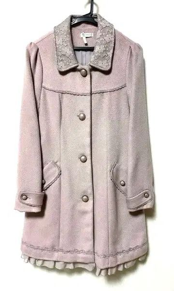 핑크 베이지 퍼 코트