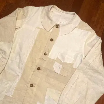 재구축 유로 워크 자켓 프렌치 린넨 패치워크 빅 사이즈