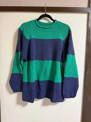 에디 바우어 코튼 스웨터 M 사이즈 그린 네이비