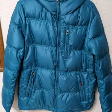 탑밸류 터콰이즈 후드 부착 다운 자켓