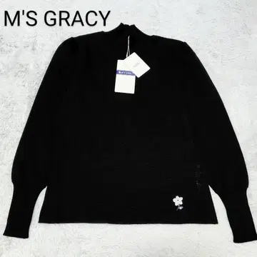 [ 미사용 택 포함 ] M'S GRACY 플라워 하이넥 니트 블랙