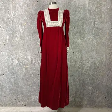 US 빈티지 벨벳 맥시 원피스 S 사이즈 빨간색 레드