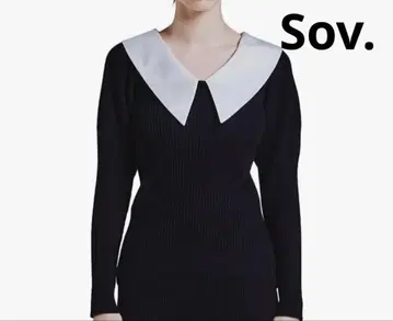 빅 칼라 디자인 니트 퍼프 슬리브 옷깃