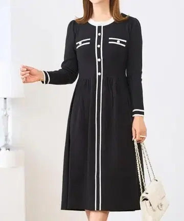 프리마셰레 바이컬러 니트 원피스