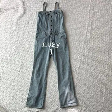 누지 데님 살로펫 와이드 스트레이트 버튼 프론트 (L) 라이트 블루