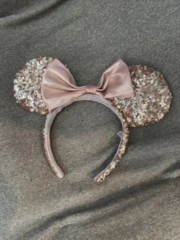 미니 귀 머리띠 실버 핑크