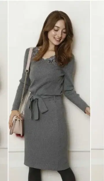 [택 포함 새상품] 저스길리티 몰 자수 니트 원피스 그레이 M