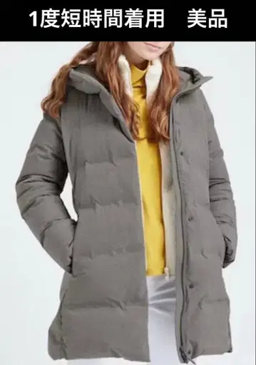 유니클로 심리스 다운 숏코트 다운 코트 M 그레이