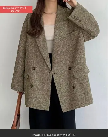 callautia 얇은 소재 트위드 오버 사이즈 테일러드 셔츠 자켓