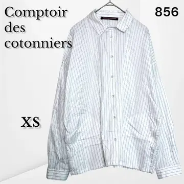 [  ] 스트라이프 셔츠 루즈 실루엣 화이트 x 네이비 S