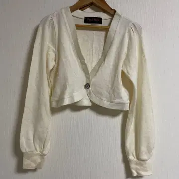 Pink Mix 아이보리 크롭 가디건